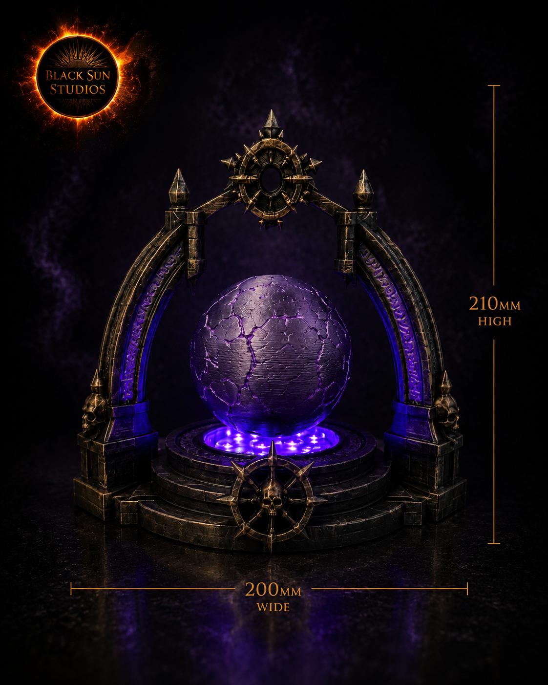 Voidheart Orb – Illuminated Gothic Fantasy Relic Display | Black Sun Studios