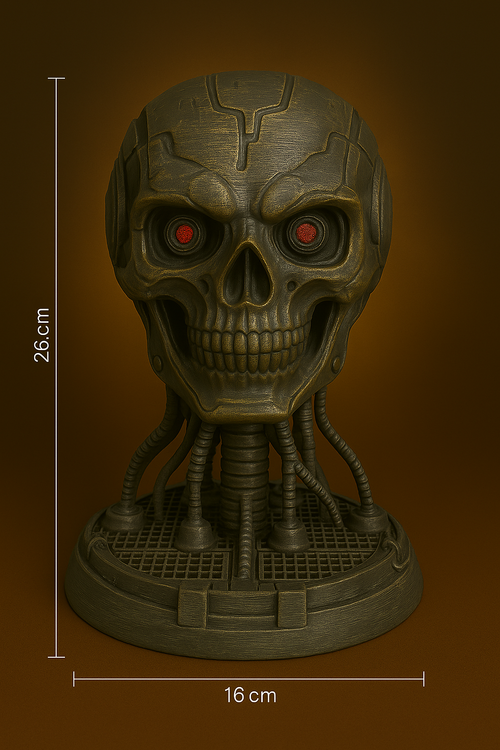 Mech Reaper Bust – Cybernetic Skull Sculpture | The Black Sun Forge