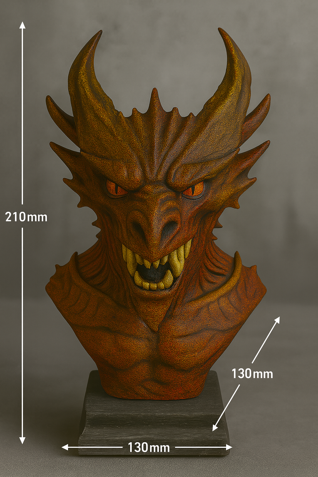 Infernal Dragon Bust – Handcrafted Collectible Sculpture | The Black Sun Forge