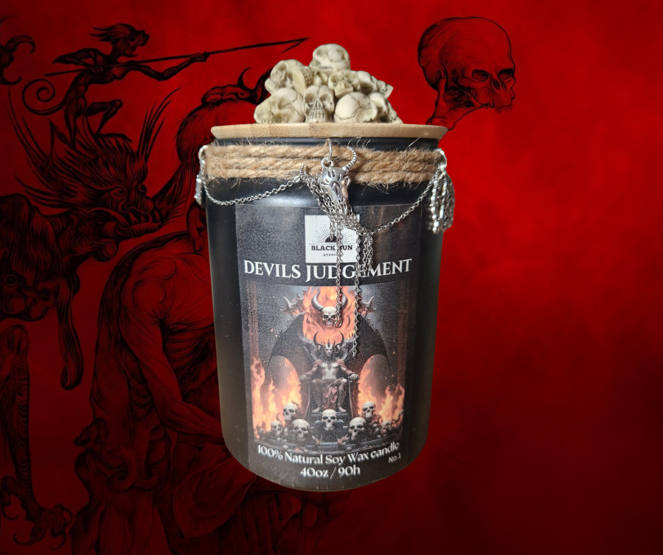 Devil’s Judgement – 40oz Fantasy Soy Wax Candle | Strong Scented | Handmade with Cotton Wicks