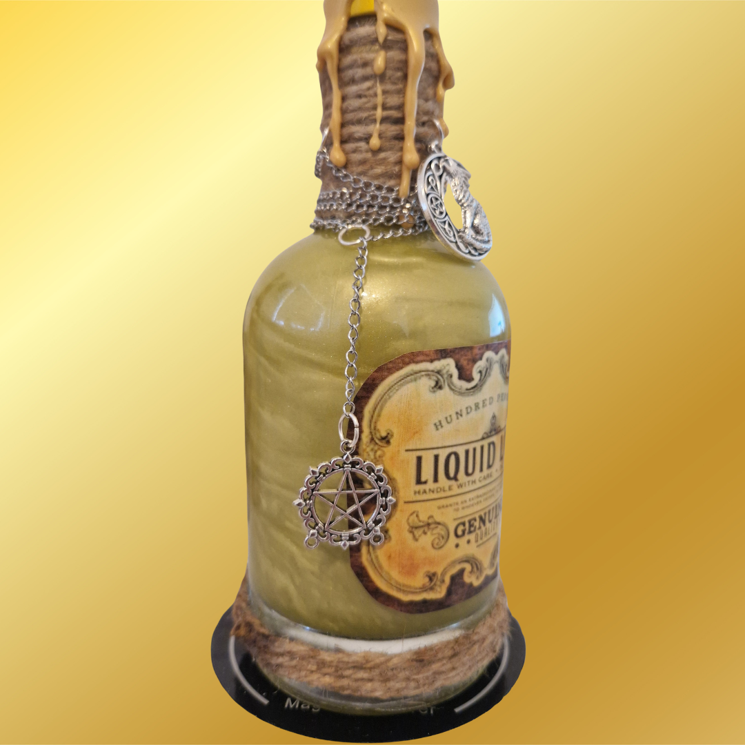 Liquid Luck Potion Bottle with Charms, Wax Seal & Shimmering Liquid