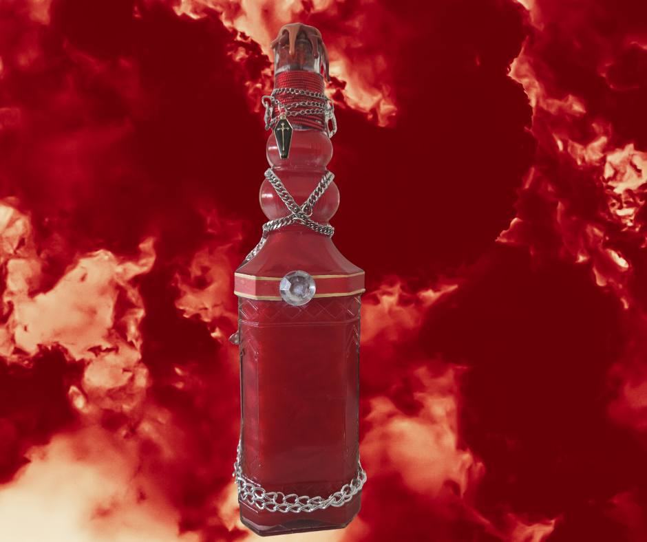 Premium Quality Blood of Vampires Potion Bottle with Sparkling Gems & Silver Crosses