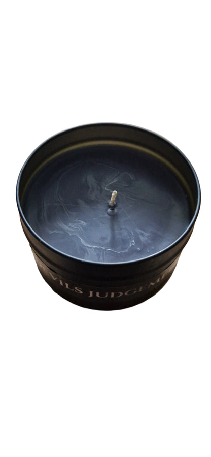 Devil’s Judgement – Fantasy Mini Candle | 6oz Soy Wax | 30 Hour Burn | Handmade with Cotton Wick