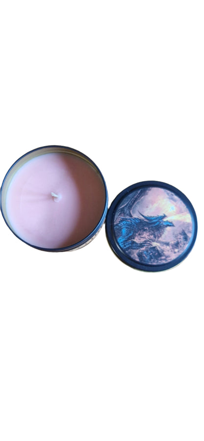 Fantasy Mini Candle – Dragon Fire Scent | 6oz Soy Wax | 30 Hour Burn | Handmade with Cotton Wick