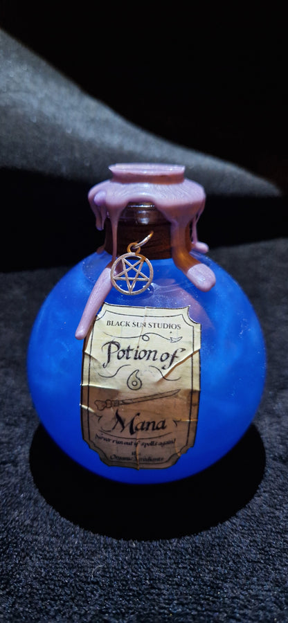 Potion of Mana Shimmering Elixir Bottle with Charms & Wax Seal