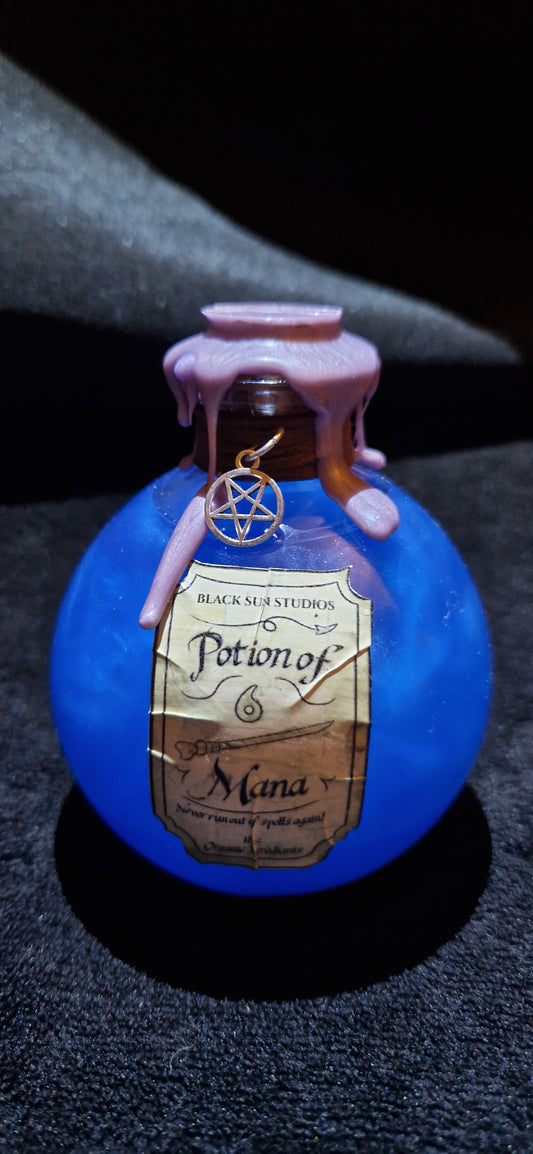 Potion of Mana Shimmering Elixir Bottle with Charms & Wax Seal