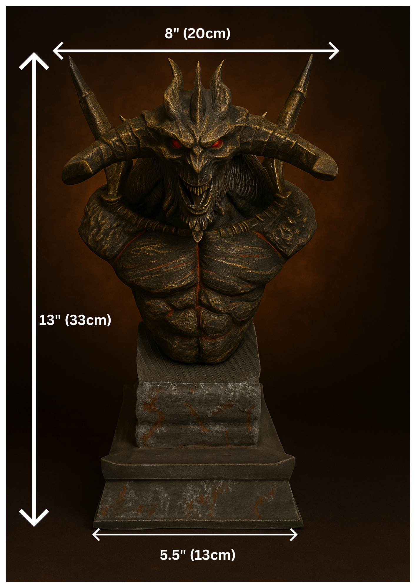 Demon Lord Bust – Handcrafted Gothic Sculpture | The Black Sun Forge Collection