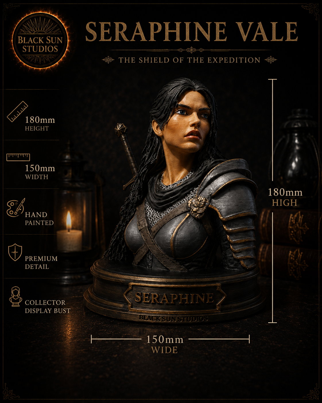 Seraphine Vale Bust | Black Sun Chronicles Collectible