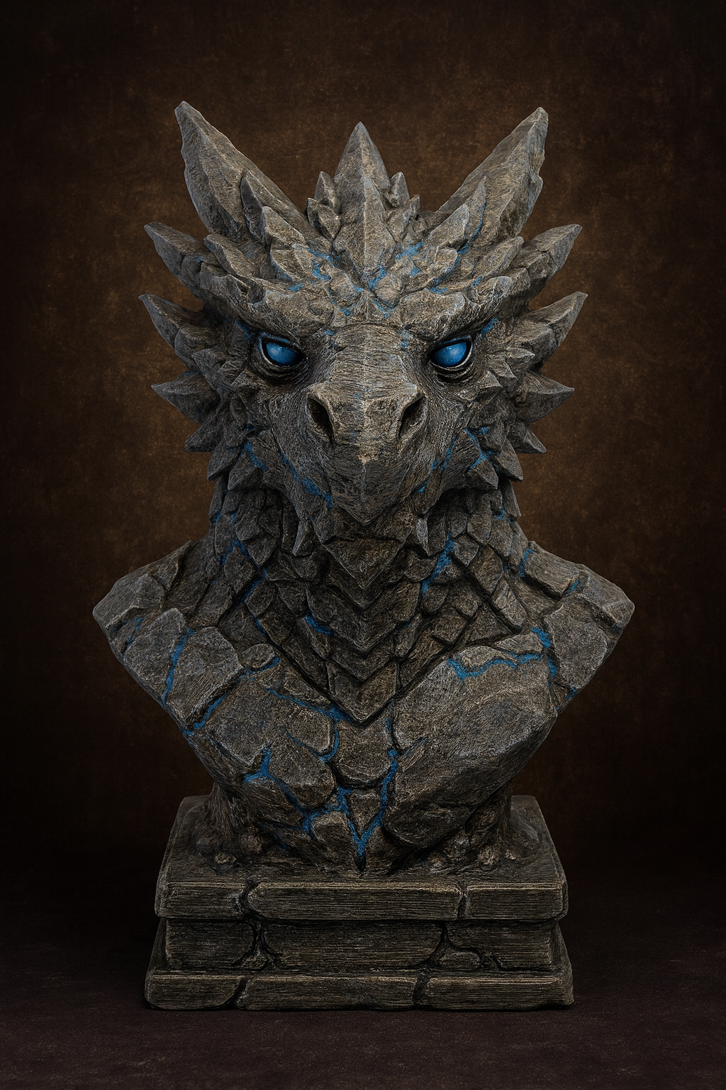 Stoneborn Dragon Bust – Handcrafted Fantasy Sculpture | Black Sun Forge