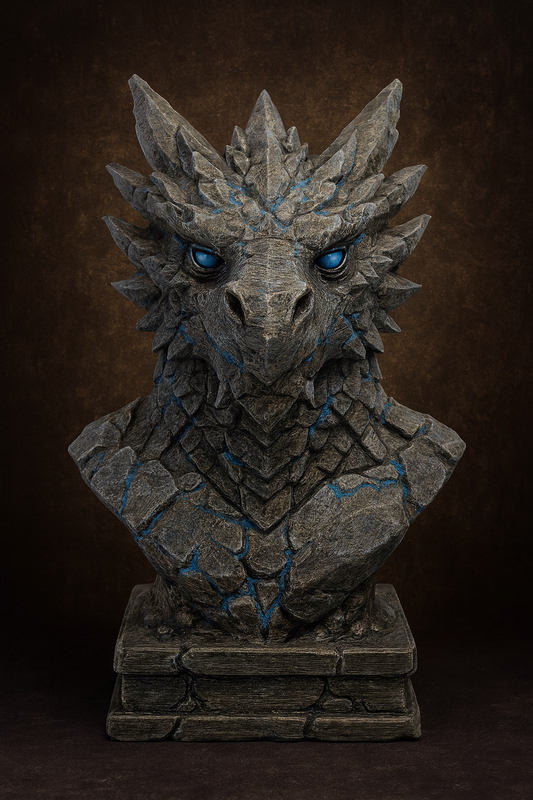 Stoneborn Dragon Bust – Handcrafted Fantasy Sculpture | Black Sun Forge