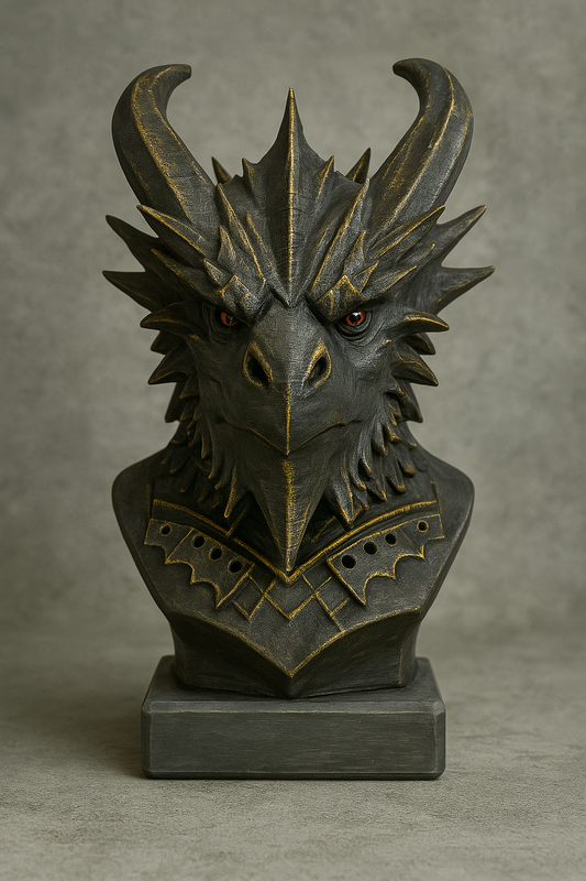 Obsidian Legion Dragon Bust – Handcrafted Collectible Sculpture | The Black Sun Forge