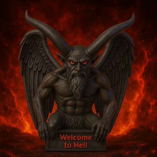 Demon Guardian Bust – “Welcome to Hell” | Handcrafted Dark Fantasy Sculpture by Black Sun Studios