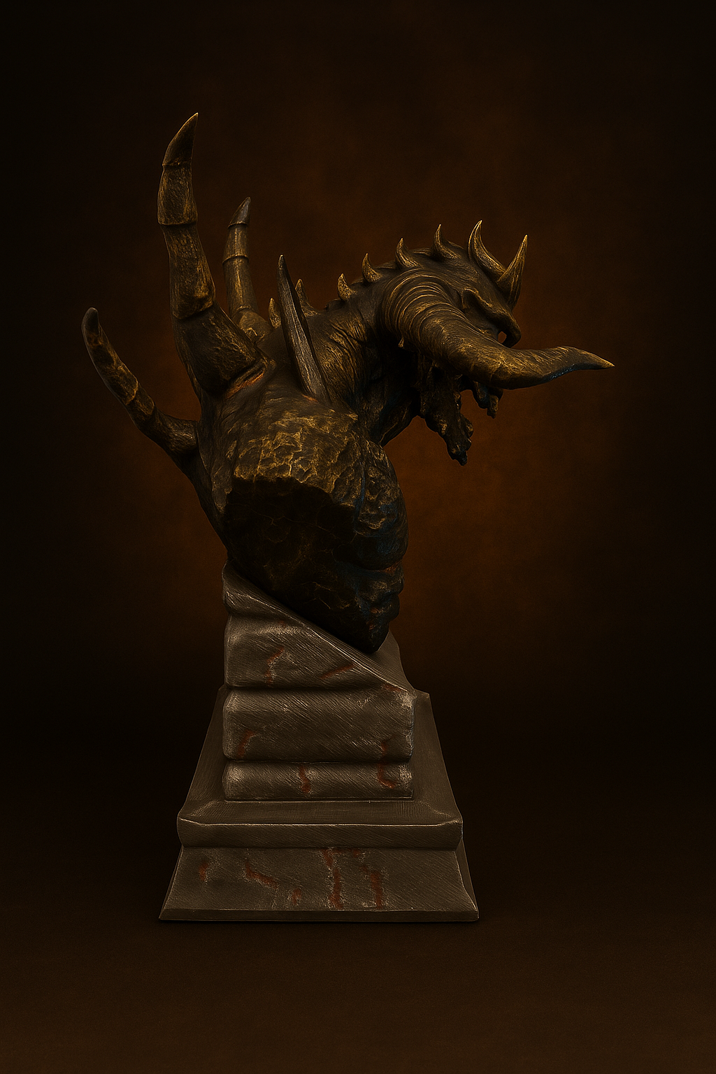 Demon Lord Bust – Handcrafted Gothic Sculpture | The Black Sun Forge Collection