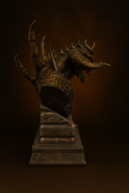 Demon Lord Bust – Handcrafted Gothic Sculpture | The Black Sun Forge Collection