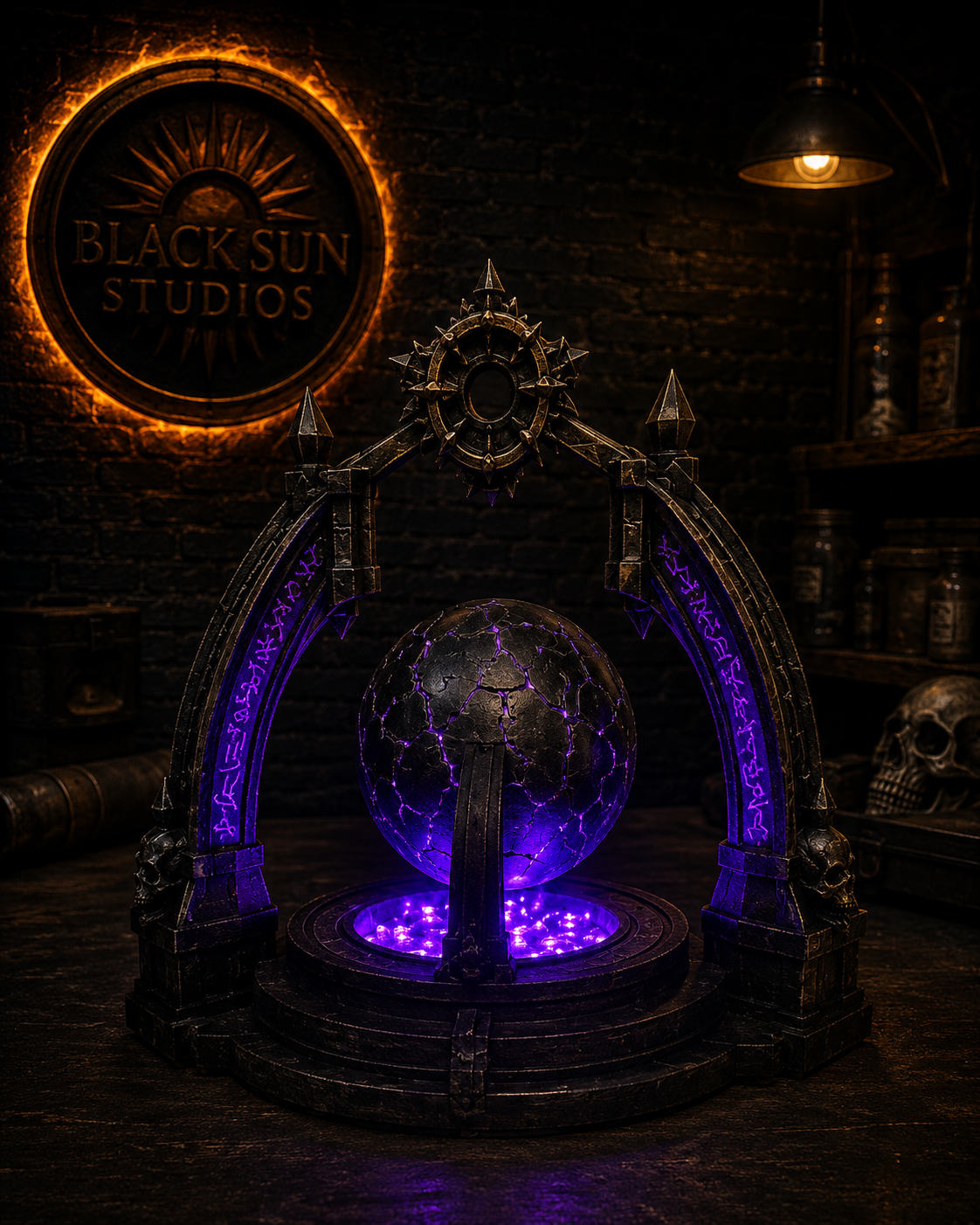 Voidheart Orb – Illuminated Gothic Fantasy Relic Display | Black Sun Studios