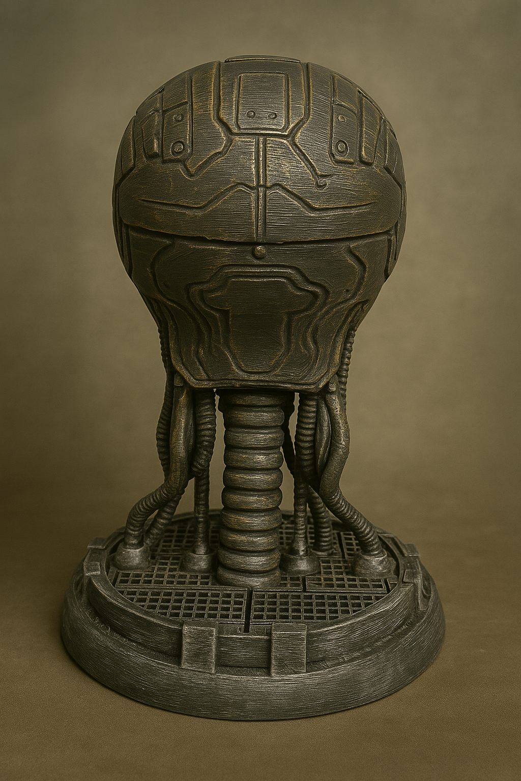 Mech Reaper Bust – Cybernetic Skull Sculpture | The Black Sun Forge