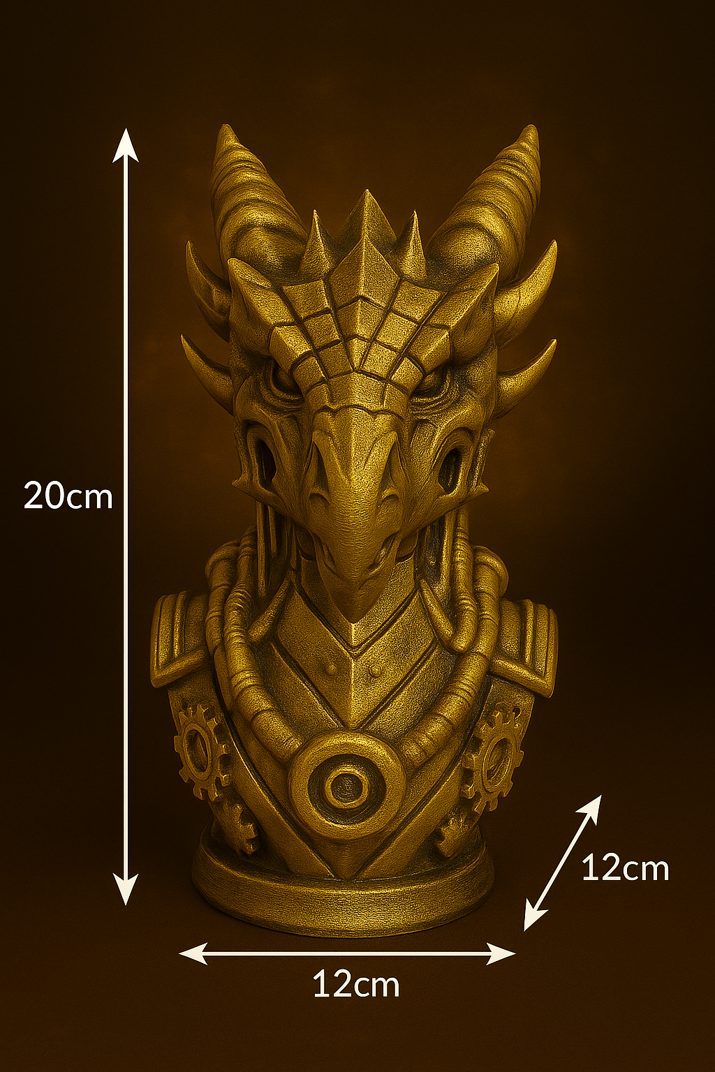 Aurum Draconis Bust – Steampunk Dragon Sculpture | The Black Sun Forge