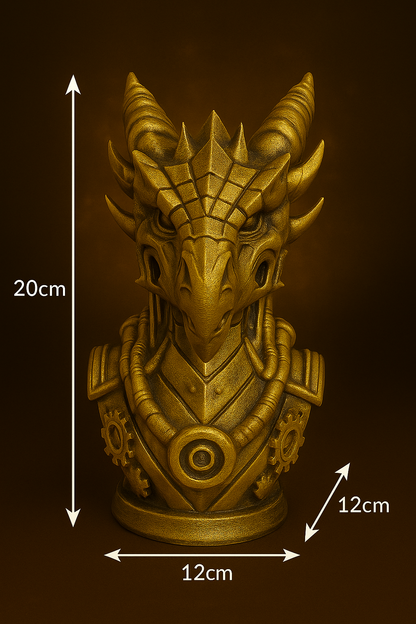 Aurum Draconis Bust – Steampunk Dragon Sculpture | The Black Sun Forge