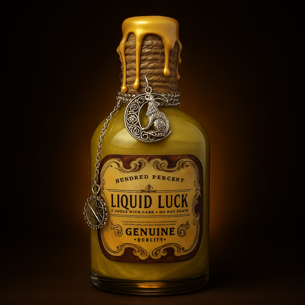 Liquid Luck Potion Bottle with Charms, Wax Seal & Shimmering Liquid