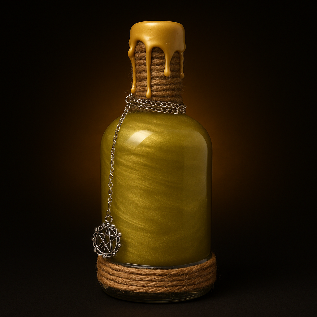 Liquid Luck Potion Bottle with Charms, Wax Seal & Shimmering Liquid