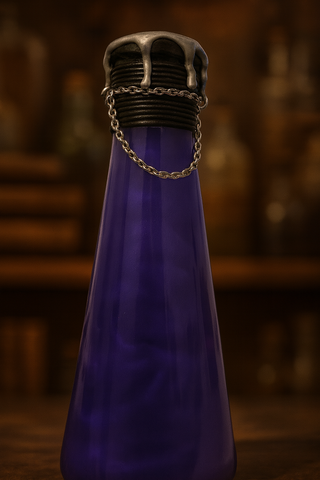 Polyjuice Potion Bottle – Blue-to-Purple Shimmering Elixir with Charms & Wax Seal