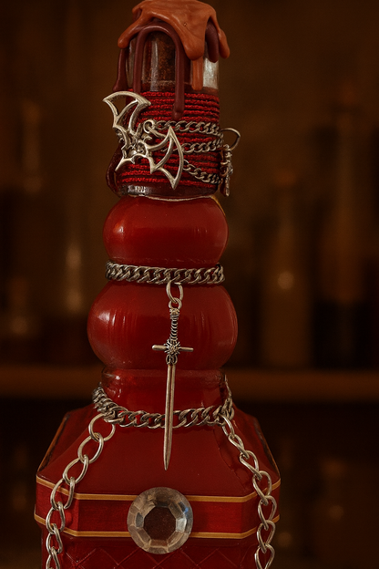 Premium Quality Blood of Vampires Potion Bottle with Sparkling Gems & Silver Crosses