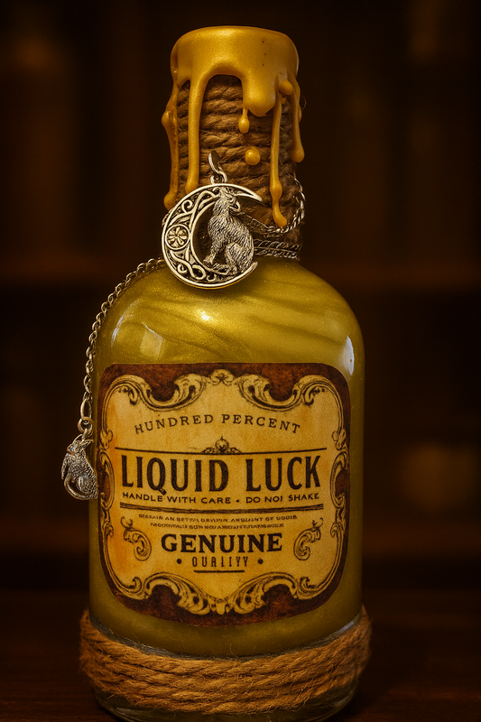 Liquid Luck Potion Bottle with Charms, Wax Seal & Shimmering Liquid
