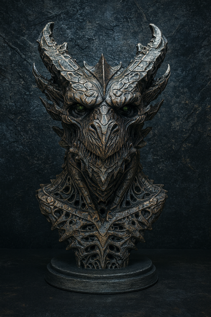Elder Wyrm Bust – 3D-Printed & Hand-Painted Gothic Dragon Sculpture