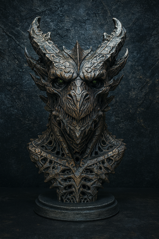 Elder Wyrm Bust – 3D-Printed & Hand-Painted Gothic Dragon Sculpture