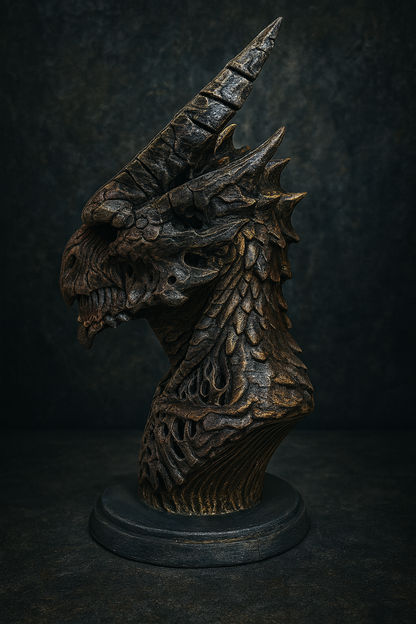 Elder Wyrm Bust – 3D-Printed & Hand-Painted Gothic Dragon Sculpture