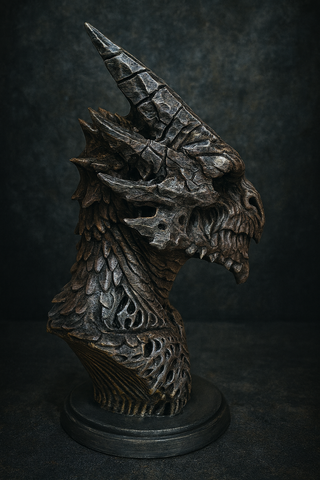 Elder Wyrm Bust – 3D-Printed & Hand-Painted Gothic Dragon Sculpture