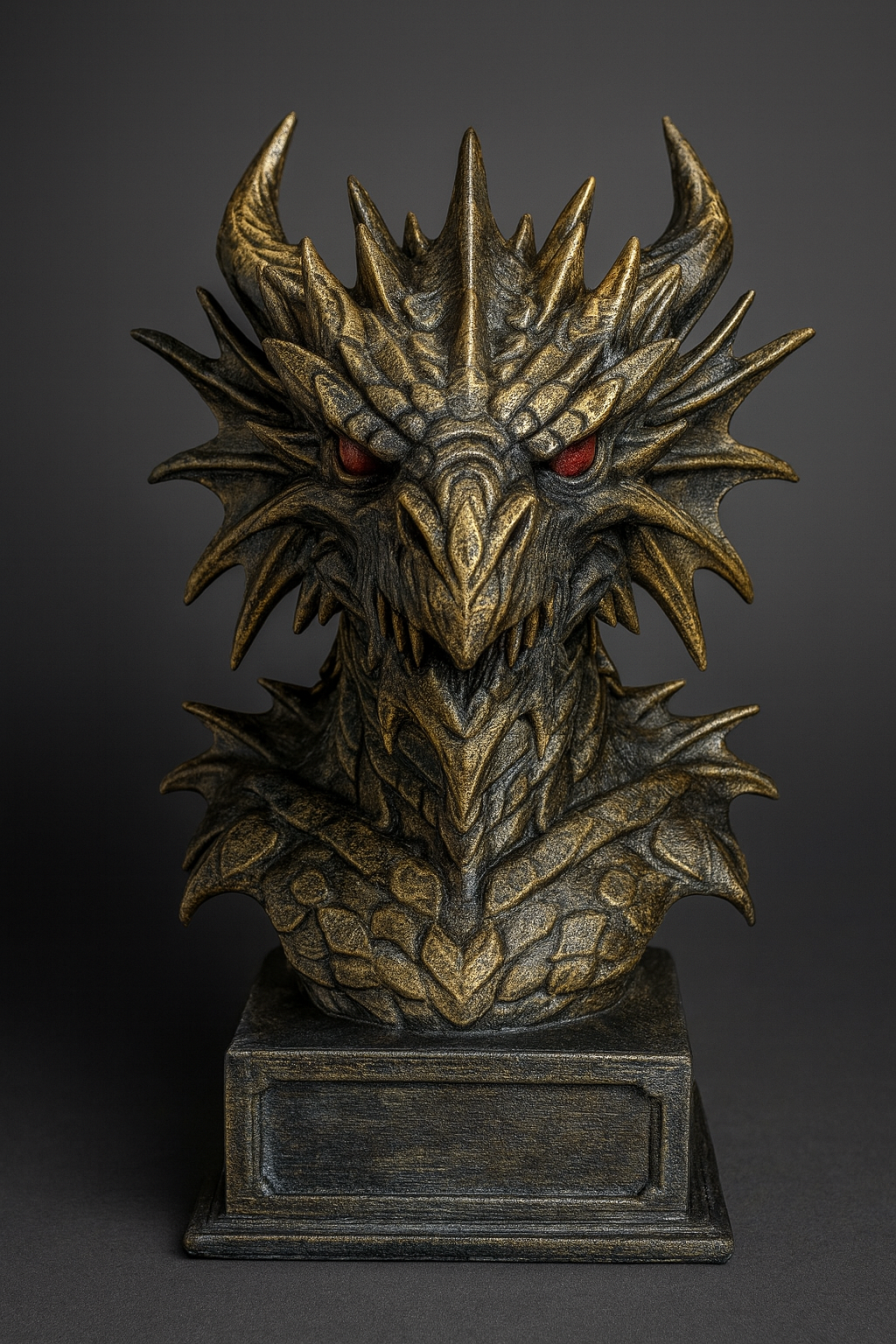 Bronze Dragon Guardian Bust – Hand-Finished Fantasy Sculpture by Black Sun Studios