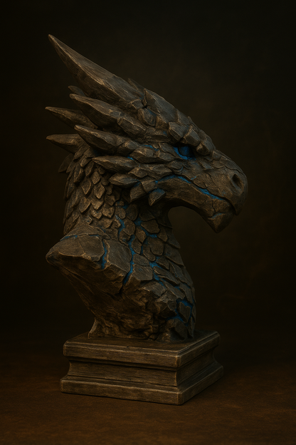 Stoneborn Dragon Bust – Handcrafted Fantasy Sculpture | Black Sun Forge