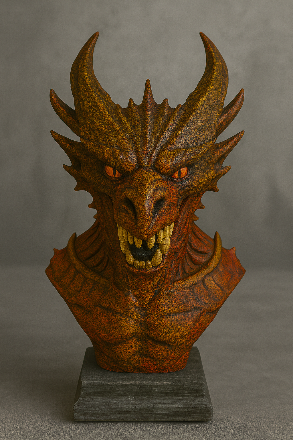 Infernal Dragon Bust – Handcrafted Collectible Sculpture | The Black Sun Forge