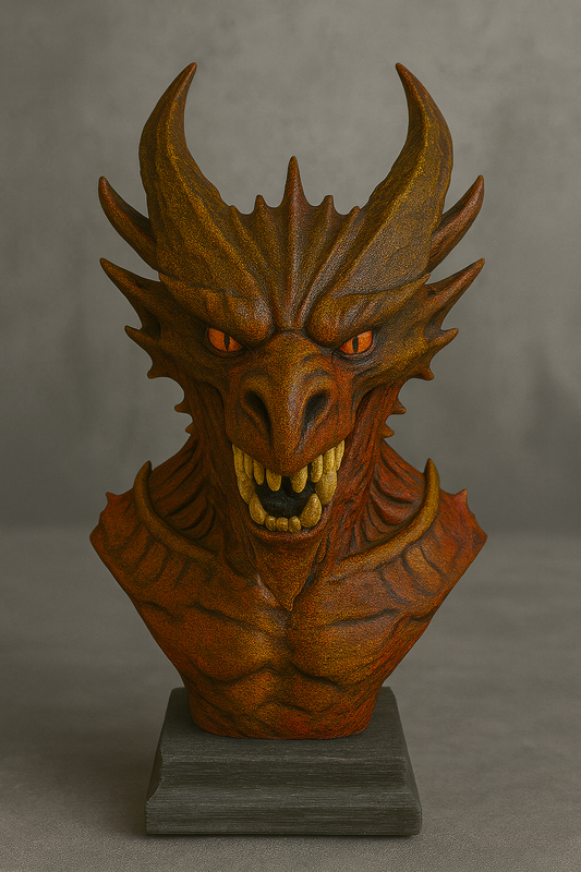Infernal Dragon Bust – Handcrafted Collectible Sculpture | The Black Sun Forge