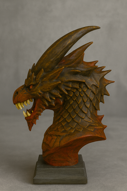 Infernal Dragon Bust – Handcrafted Collectible Sculpture | The Black Sun Forge