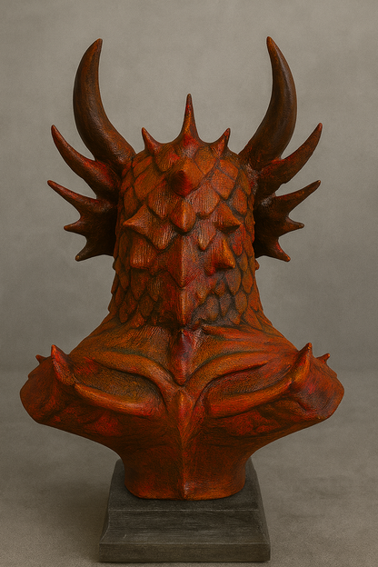 Infernal Dragon Bust – Handcrafted Collectible Sculpture | The Black Sun Forge
