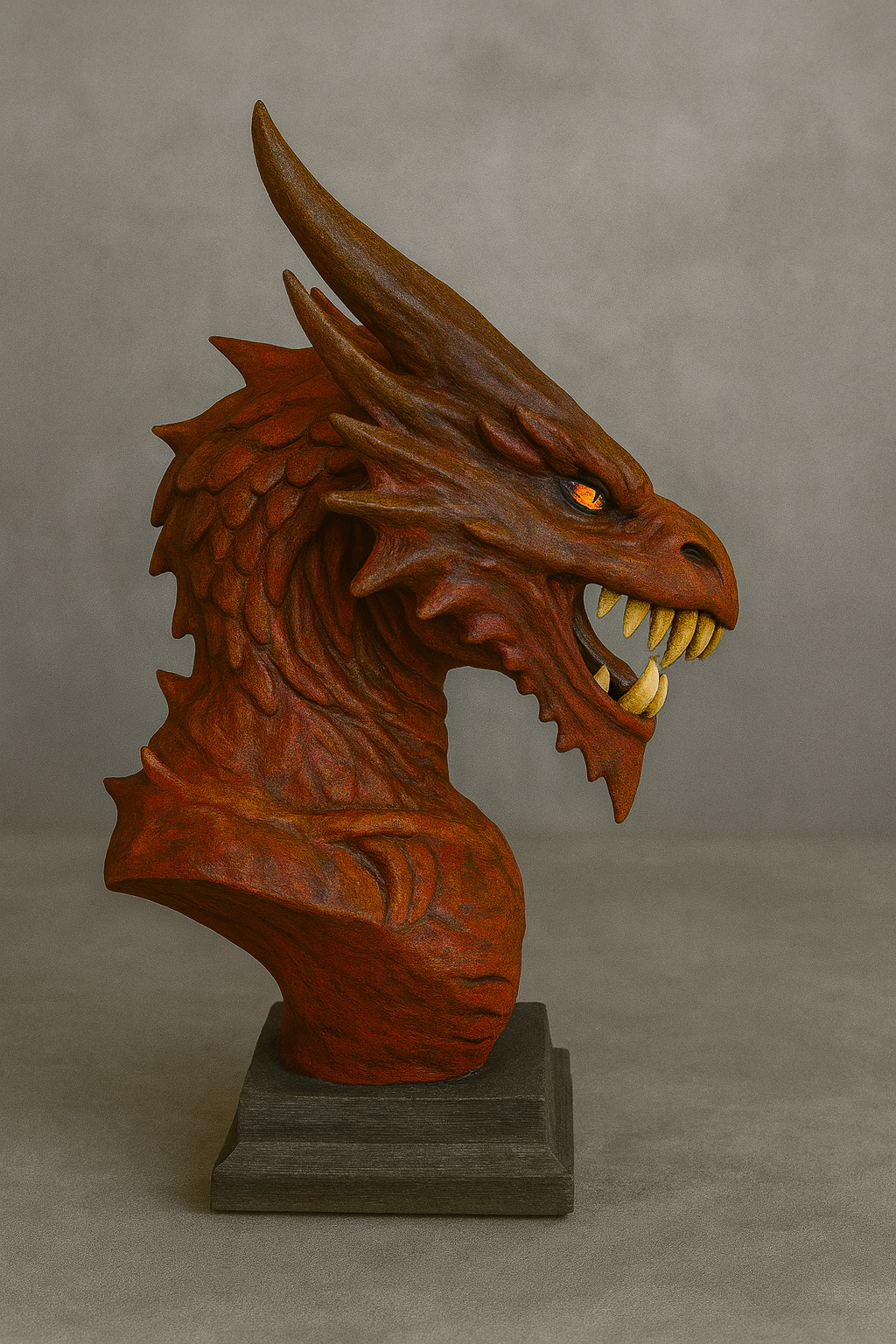 Infernal Dragon Bust – Handcrafted Collectible Sculpture | The Black Sun Forge