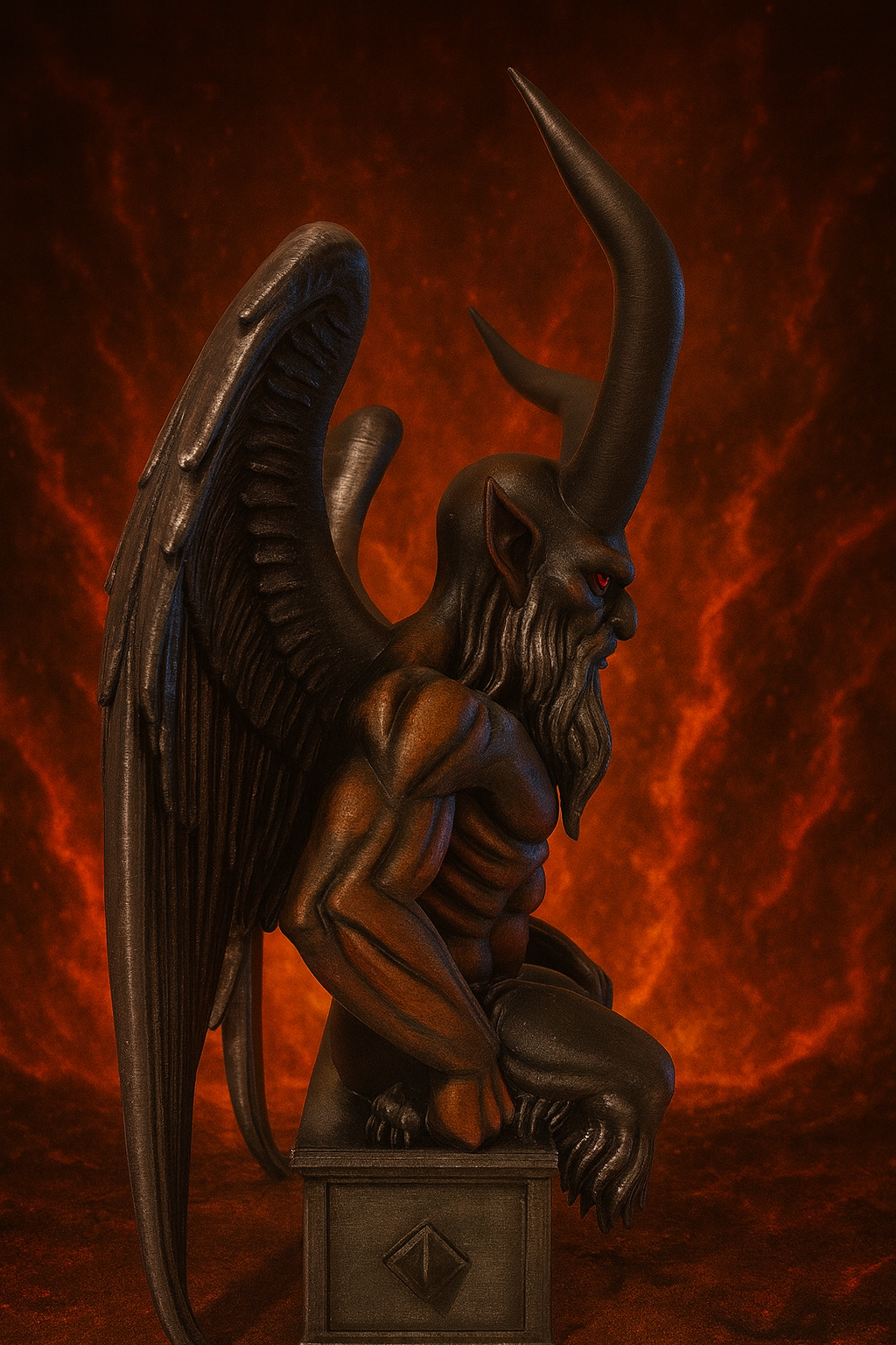 Demon Guardian Bust – “Welcome to Hell” | Handcrafted Dark Fantasy Sculpture by Black Sun Studios