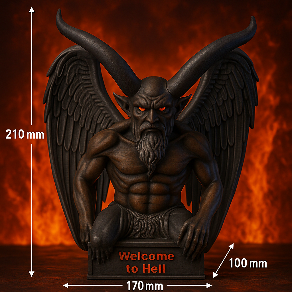 Demon Guardian Bust – “Welcome to Hell” | Handcrafted Dark Fantasy Sculpture by Black Sun Studios