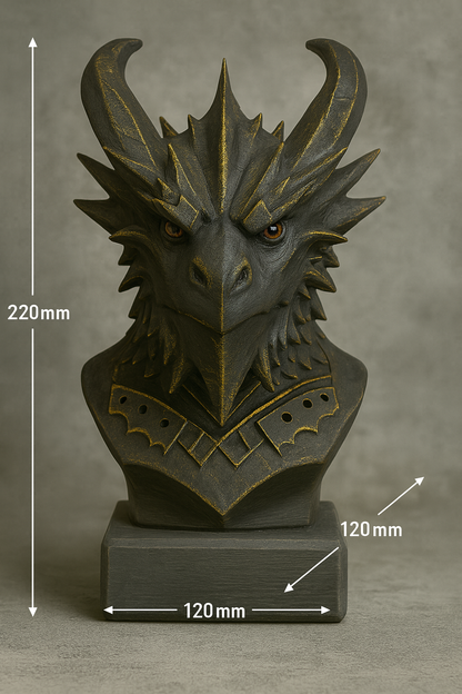 Obsidian Legion Dragon Bust – Handcrafted Collectible Sculpture | The Black Sun Forge