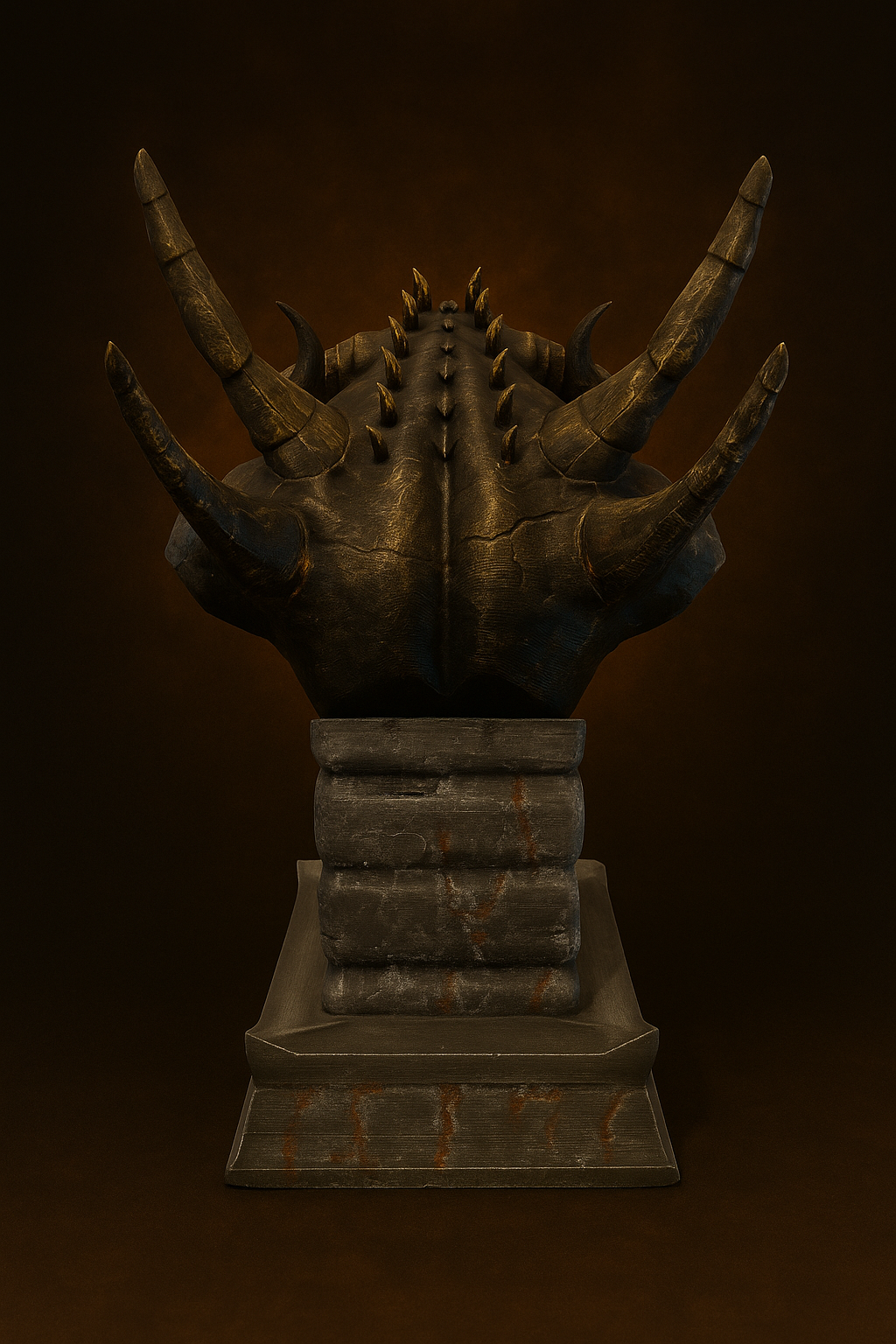 Demon Lord Bust – Handcrafted Gothic Sculpture | The Black Sun Forge Collection