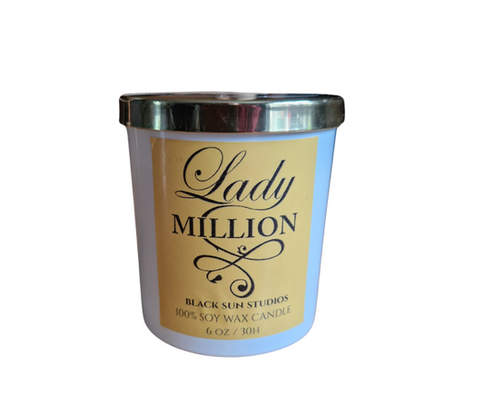 Lady Million Perfume Scented Soy Wax Candle – 6oz | 30 Hour Burn | Handmade with Cotton Wick