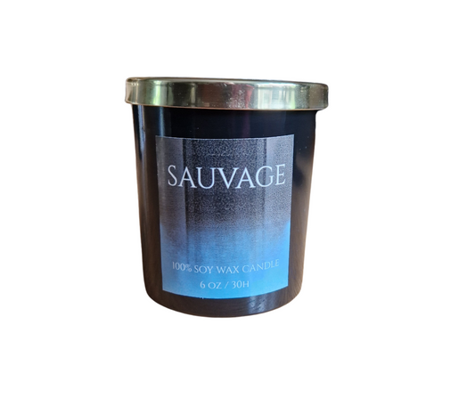 Sauvage Perfume Scented Soy Wax Candle – 6oz | 30 Hour Burn | Handmade, Cotton Wick