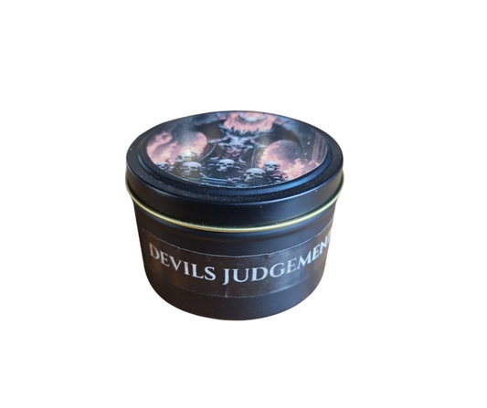 Devil’s Judgement – Fantasy Mini Candle | 6oz Soy Wax | 30 Hour Burn | Handmade with Cotton Wick
