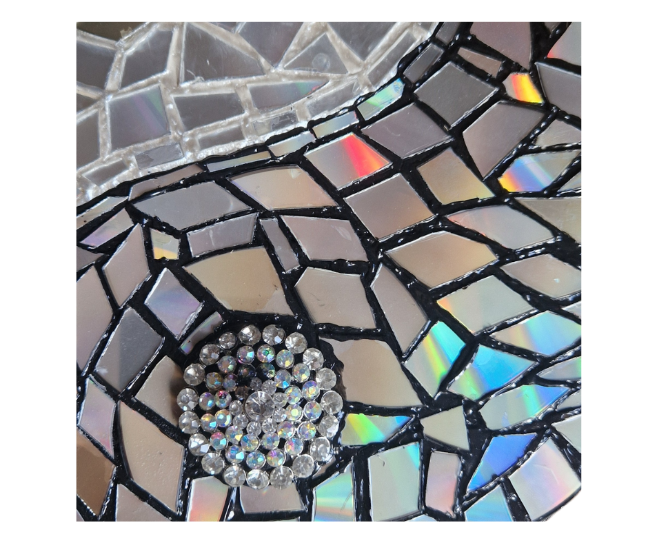Yin and Yang Shimmer Plaque – Handmade Mosaic Wall Art with Mirror Accents