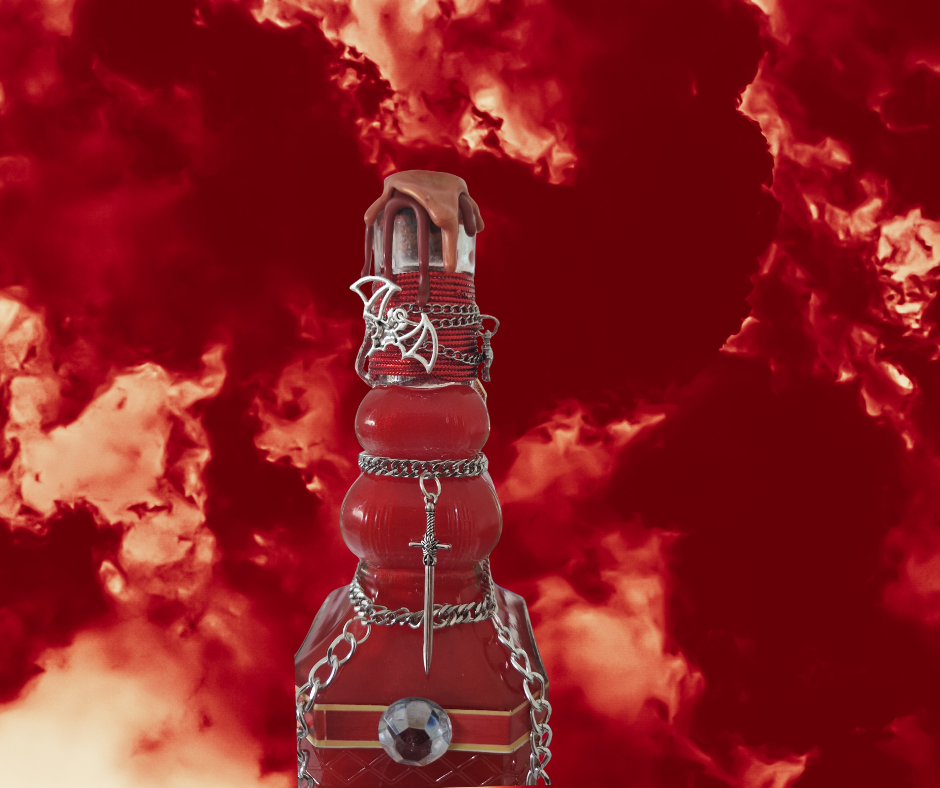 Premium Quality Blood of Vampires Potion Bottle with Sparkling Gems & Silver Crosses