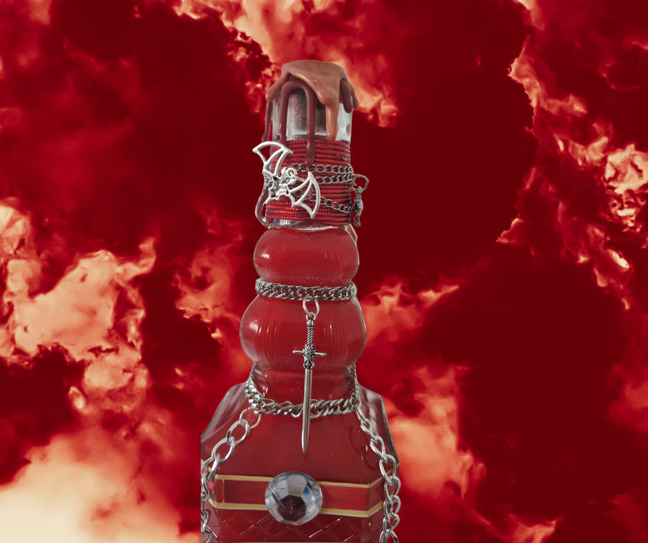 Premium Quality Blood of Vampires Potion Bottle with Sparkling Gems & Silver Crosses