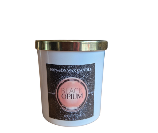 Black Opium Perfume Scented Soy Wax Candle – 6oz | 30 Hour Burn | Handmade, Cotton Wick