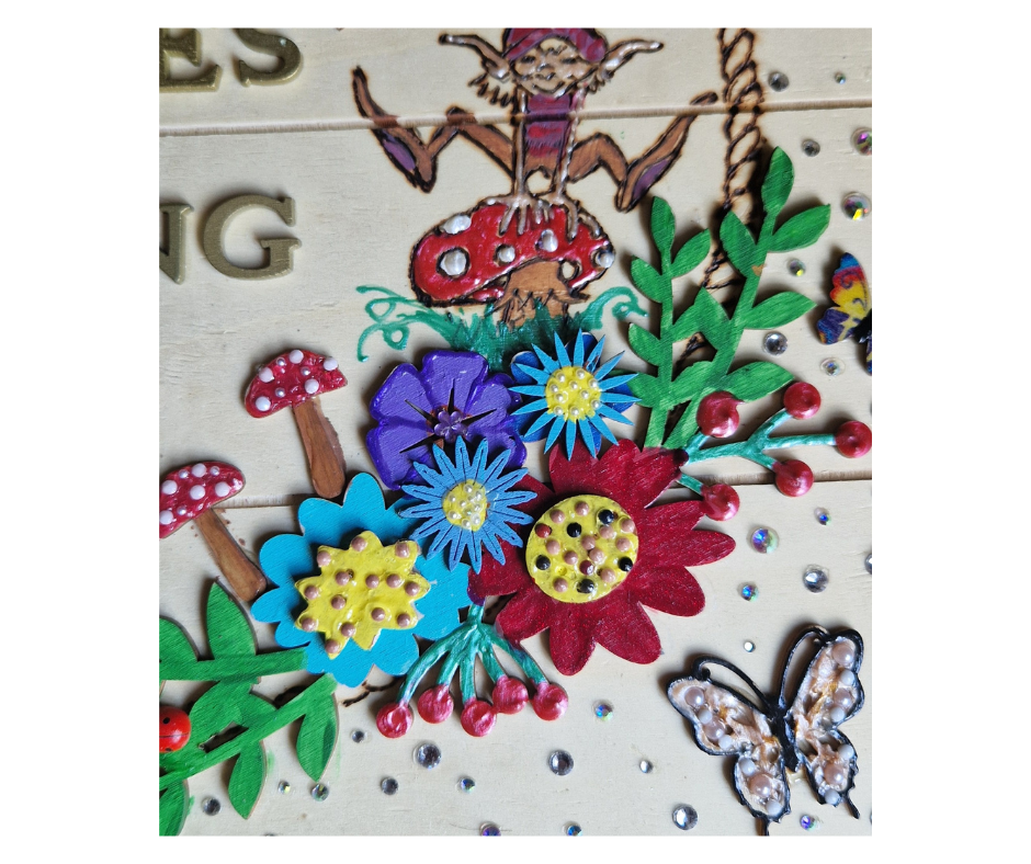 Beware: Pixies Playing – Handmade Wooden Plaque